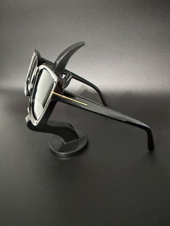 Black Oversized Square Sunglasses Retro Fashion Statement Shades UV Style main image 7